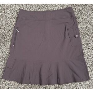ROYAL ROBBINS MIDI SKIRT Brown Nylon Zipped Pockets Sz 10 Casual R1015
